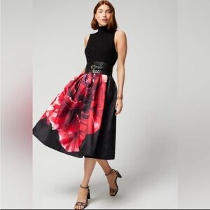 White House Black Market Black and Red A-Line Skirt